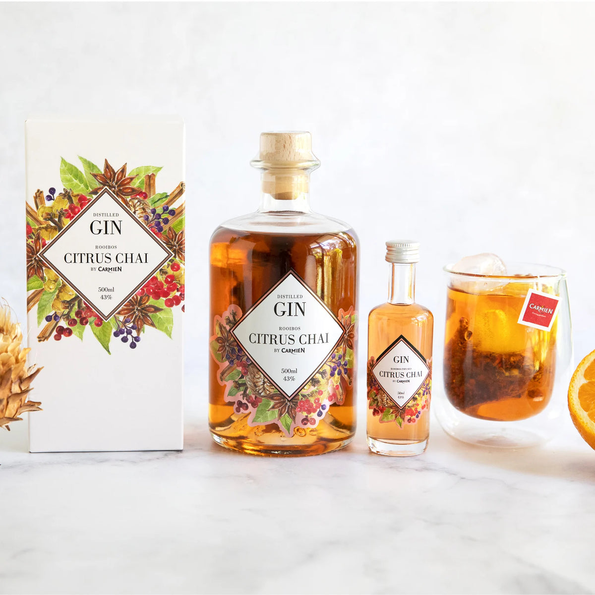 Carmien Rooibos Distilled Gin – Citrus Chai Gin (500ml)